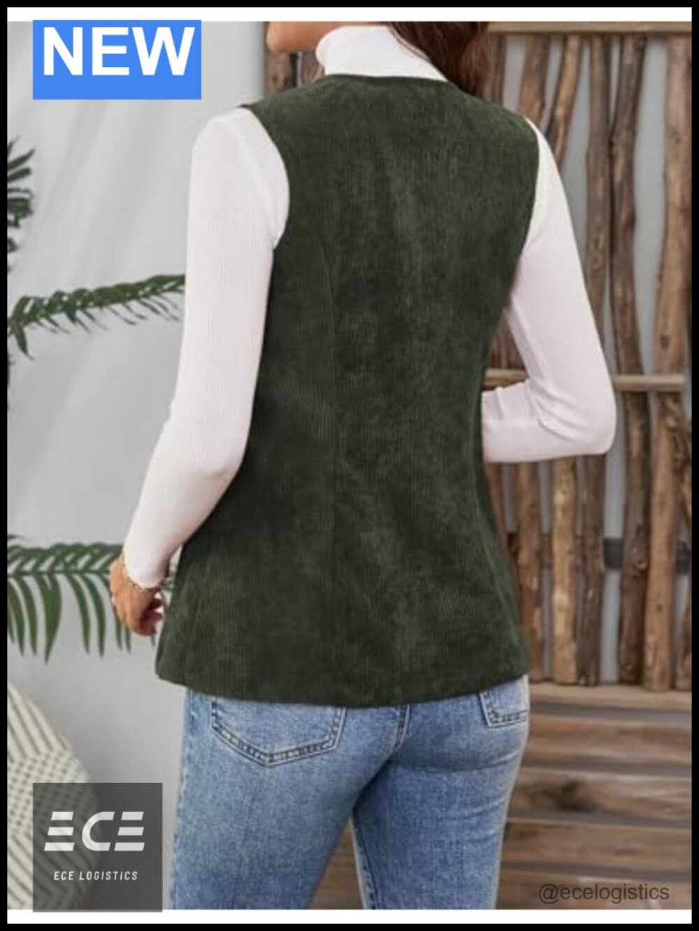 Womens Corduroy Vest Sleeveless Blazer Jacket Business Casual - Picture 4 of 5